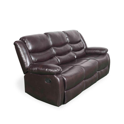 Cortland Leather Look 3 Seater Manual Reclining Sofa Black or Brown