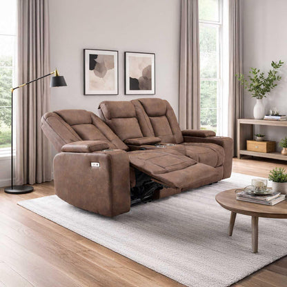 Juniper Electric Recliner 2+1+1 Sofa Set USB Cup Holders Brown or Grey