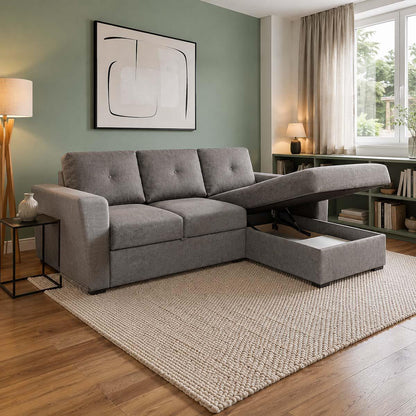 Oregon Universal 3 Seater L shaped No Spill Fabric Corner Sofa Bed