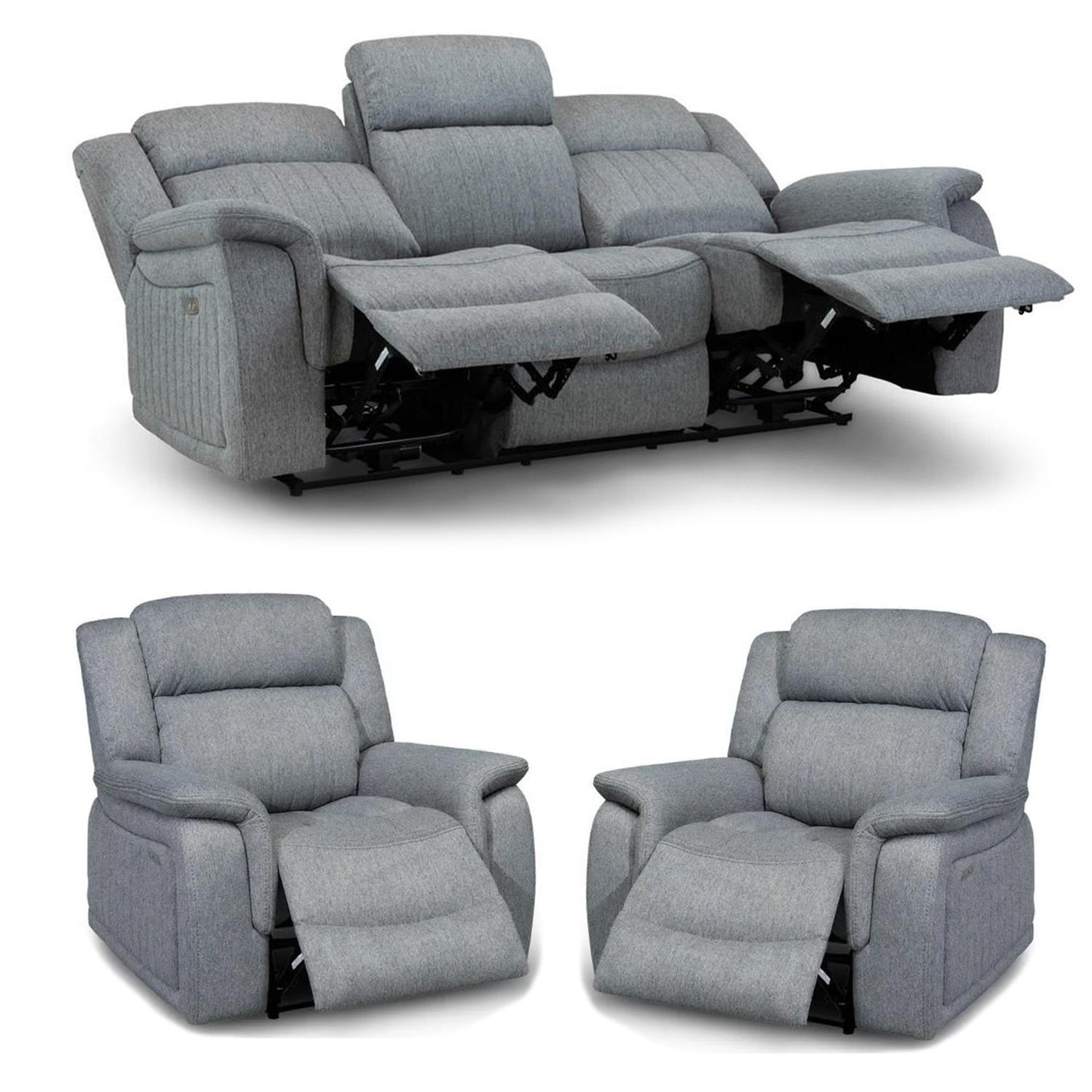 Linden Grey 3 Piece Electric Reclining Sofa Suite 3 + 1 + 1