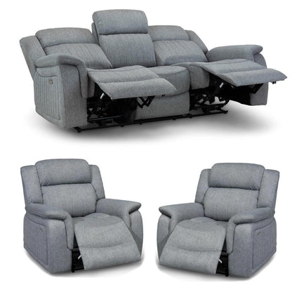 Linden Grey 3 Piece Electric Reclining Sofa Suite 3 + 1 + 1