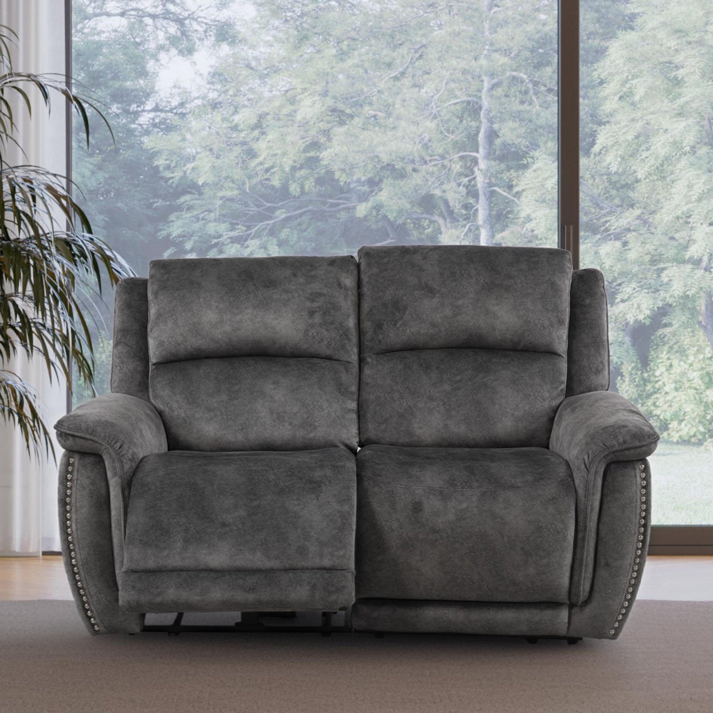 Mendoza Grey Plush Velvet Electric Reclining 3 Piece Sofa Suite 3 2 1