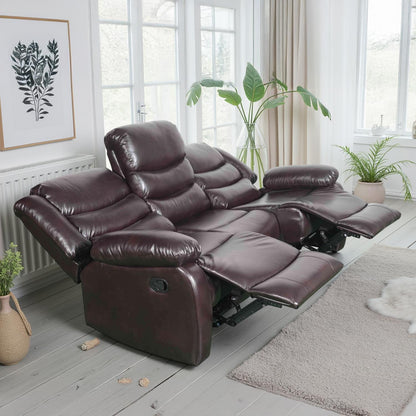 Cortland Leather Look 3 + 2 Sofa Suite Manual Reclining Black or Brown