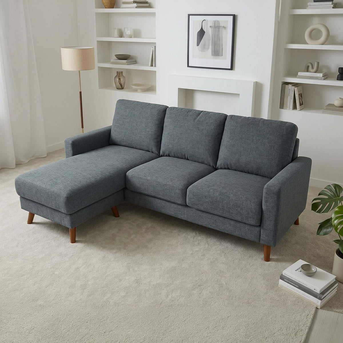 Jasper Universal Corner Sofa Reversible Chaise Dark Grey Grey Beige