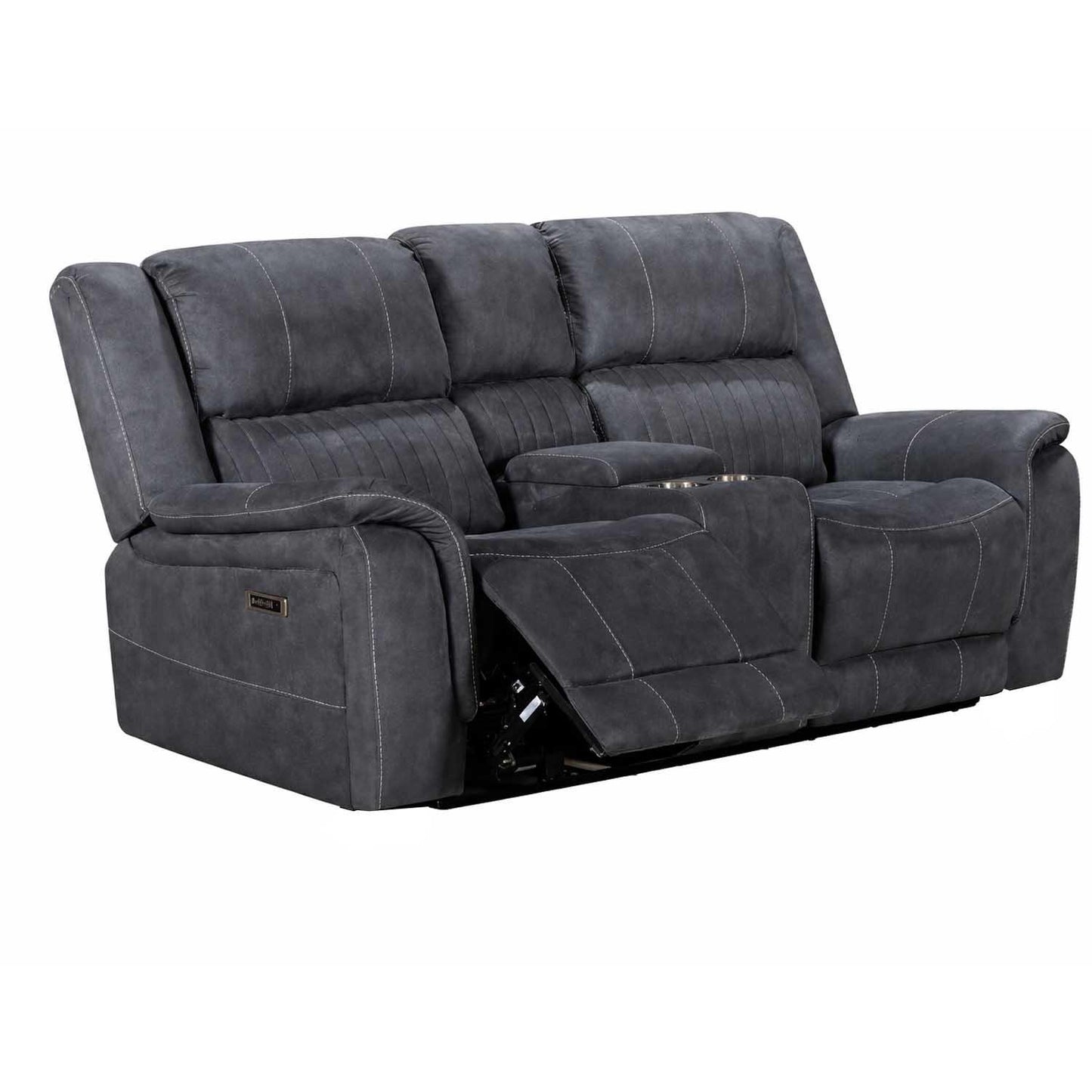 Cassandra Electric Recliner Sofa Range Grey Fabric USB 3 2 1