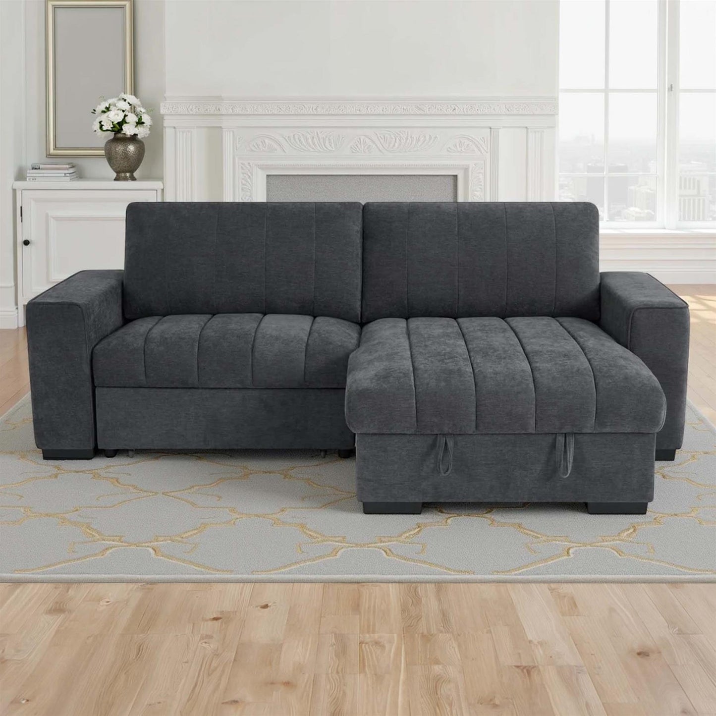 Frankie Universal Corner Sofa Bed with Storage USB & Cupholder