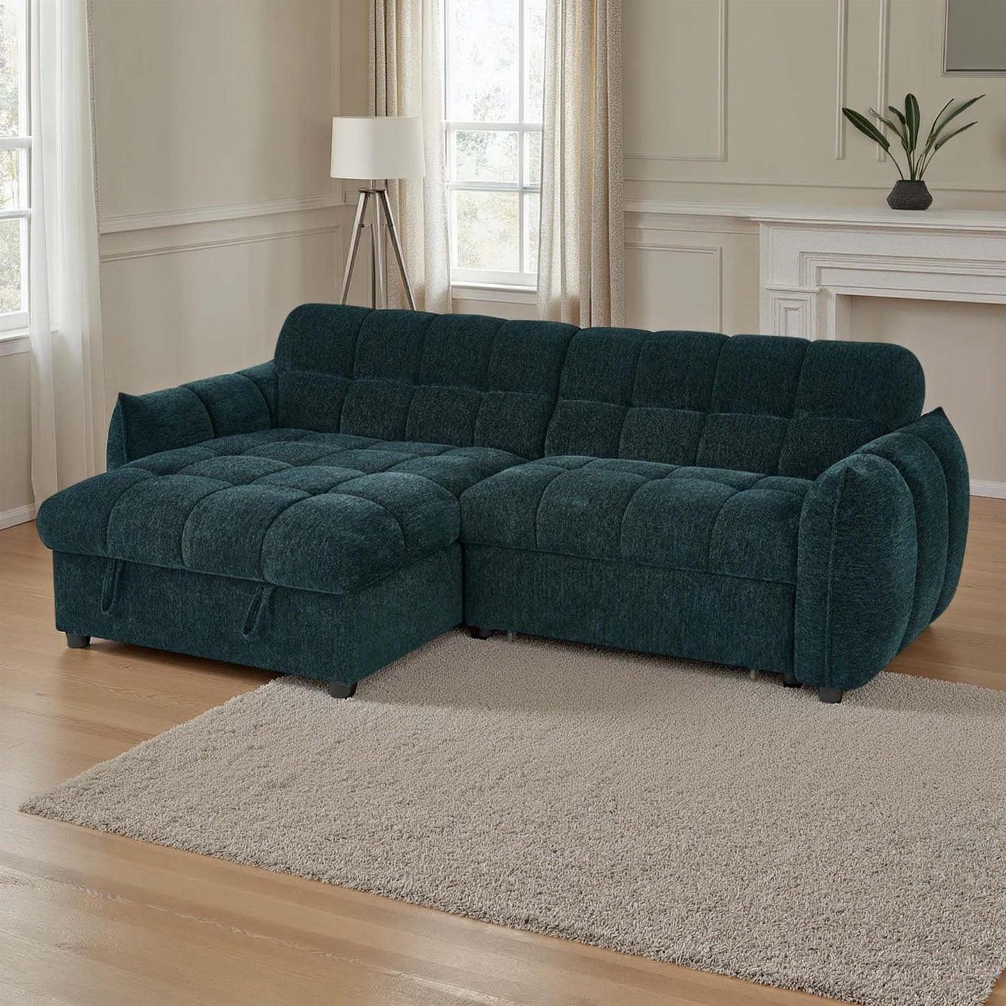 Fenton Universal Corner Sofa Bed with Storage Chaise Chenille Fabric