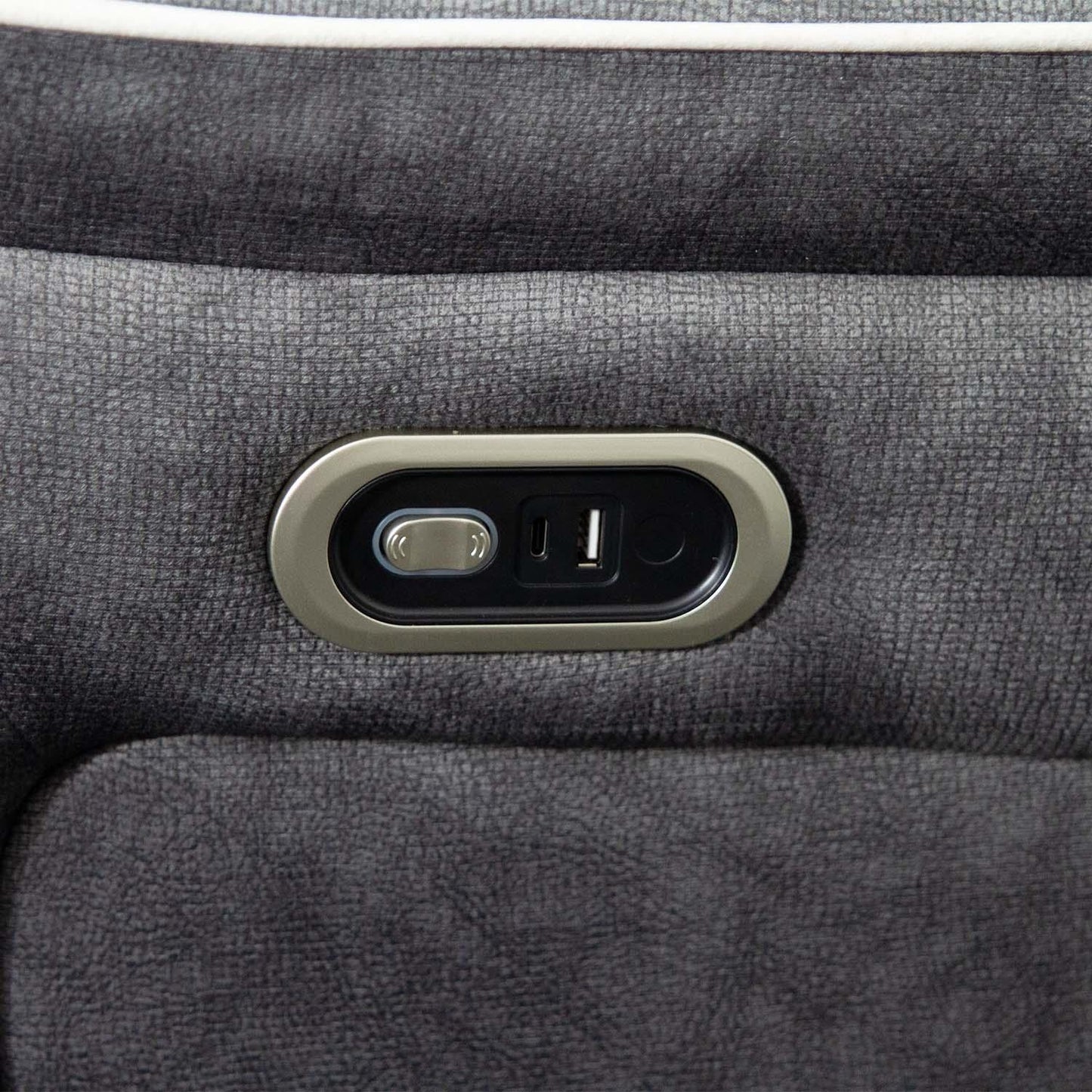 Anna Grey Fabric Electric Reclining Sofa Suite USB Charging Cup Holder