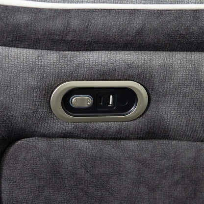 Anna Grey Fabric Electric Reclining Sofa Suite USB Charging Cup Holder