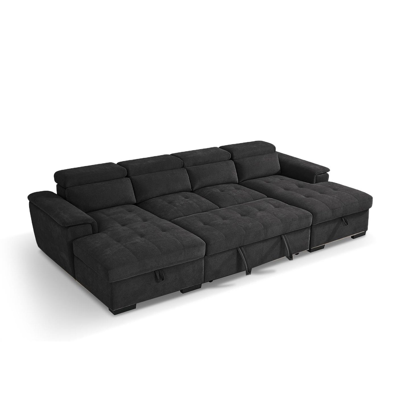 Large 4 5 Seater Fabric U Shaped Sofa Bed Tilting Headrest Storage