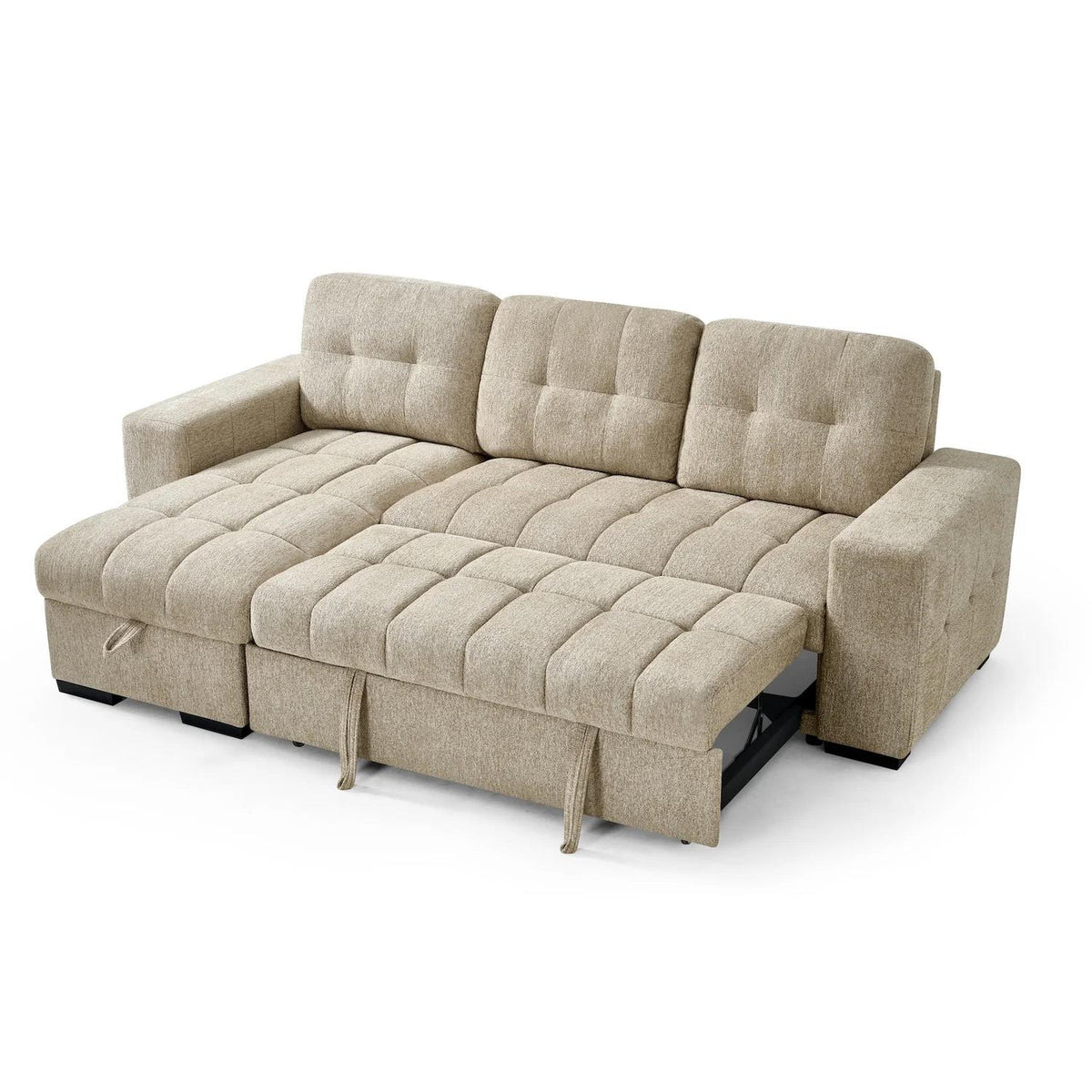 Luna 4 Seater Corner Sofa Bed Storage Chaise Beige Grey or Teal