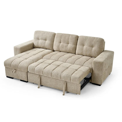 Luna 4 Seater Corner Sofa Bed Storage Chaise Beige Grey or Teal