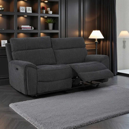 Lois Electric Reclining 3 Seater Sofa Settee Midnight Black USB Charging