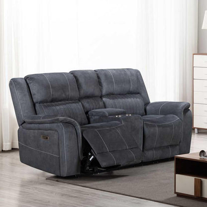 Cassandra 3 + 2 Electric Recliner Sofa Set Grey Fabric USB