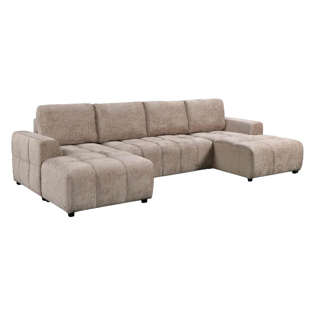 Stanford U Shaped Plush Velvet Sofa Bed Storage Beige Green or Grey