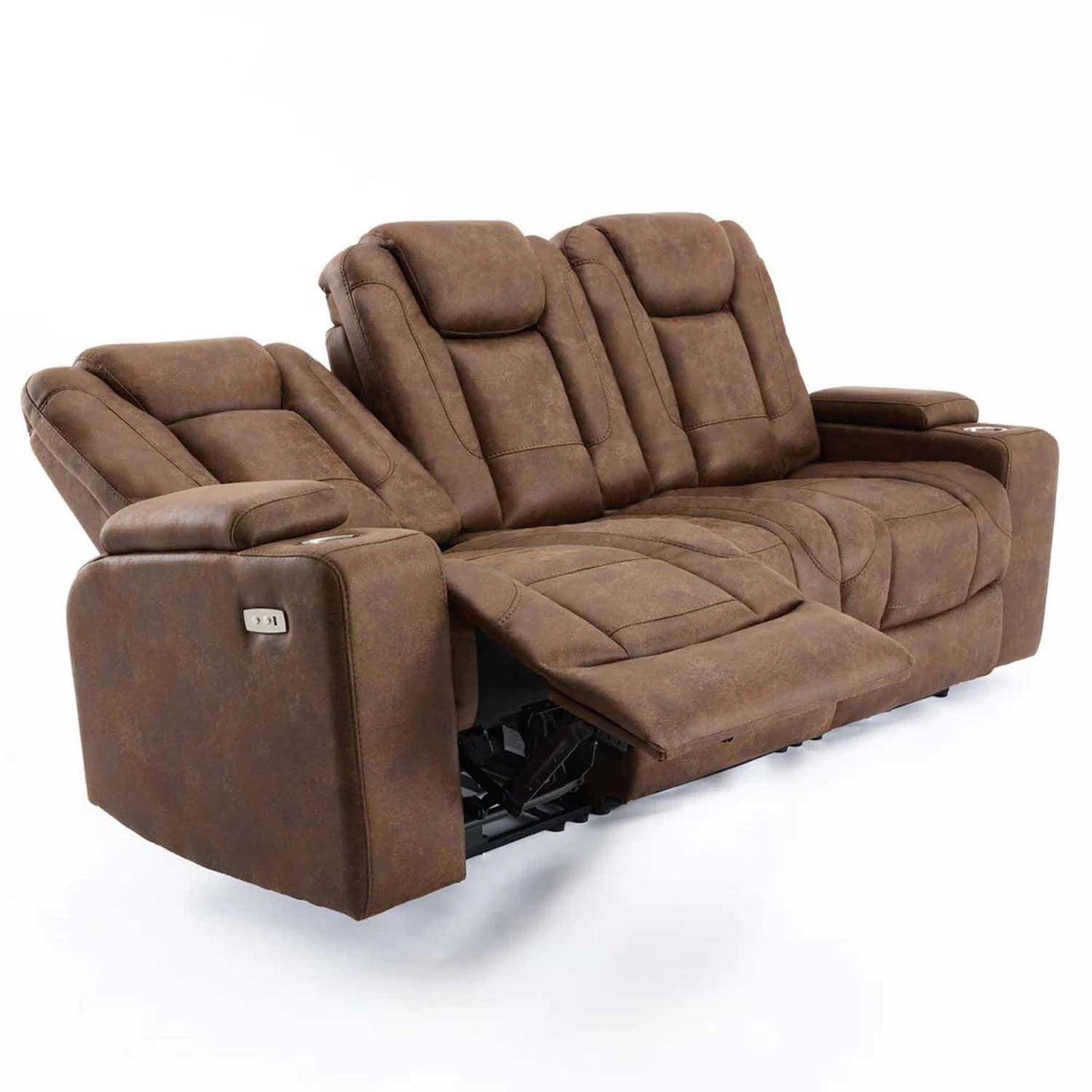 Juniper Electric Recliner 3+1+1 Sofa Set USB Cup Holders Brown or Grey