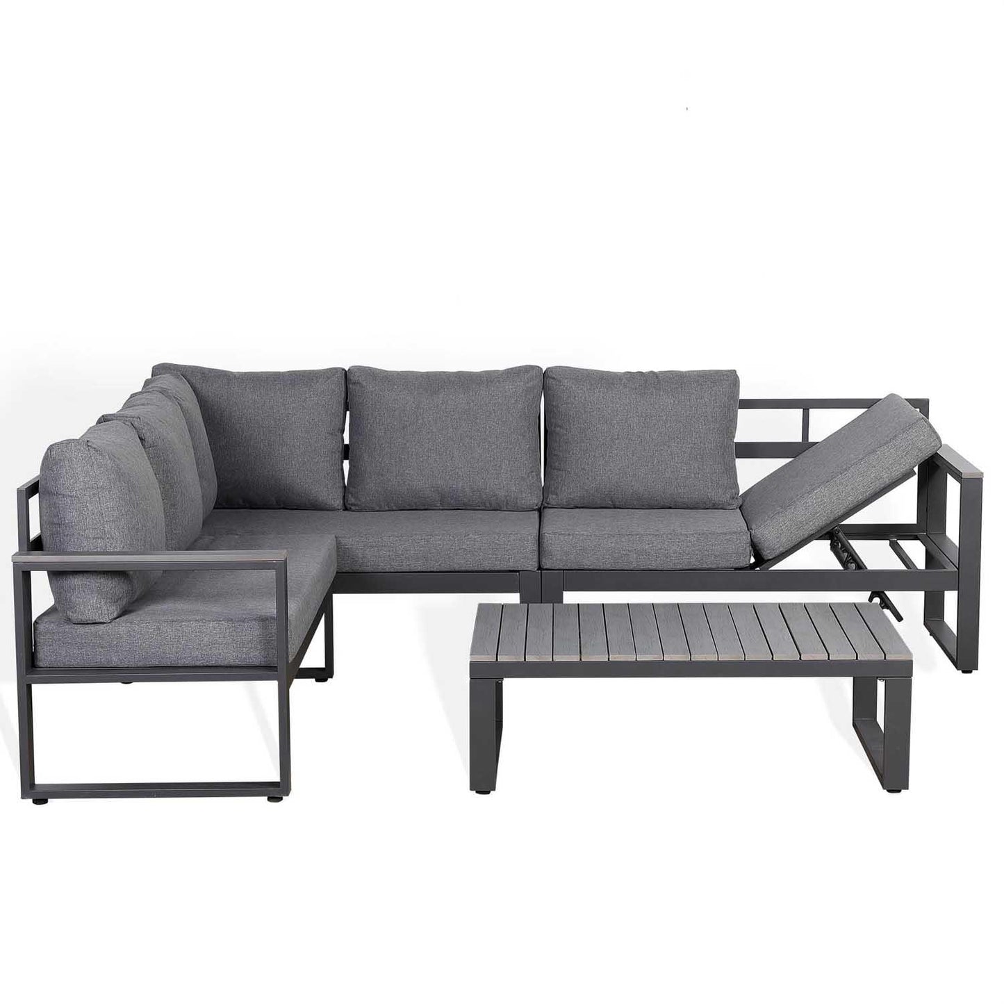 Aluminium Charcoal L Shaped LHF Outdoor Garden Furniture Coffee Table