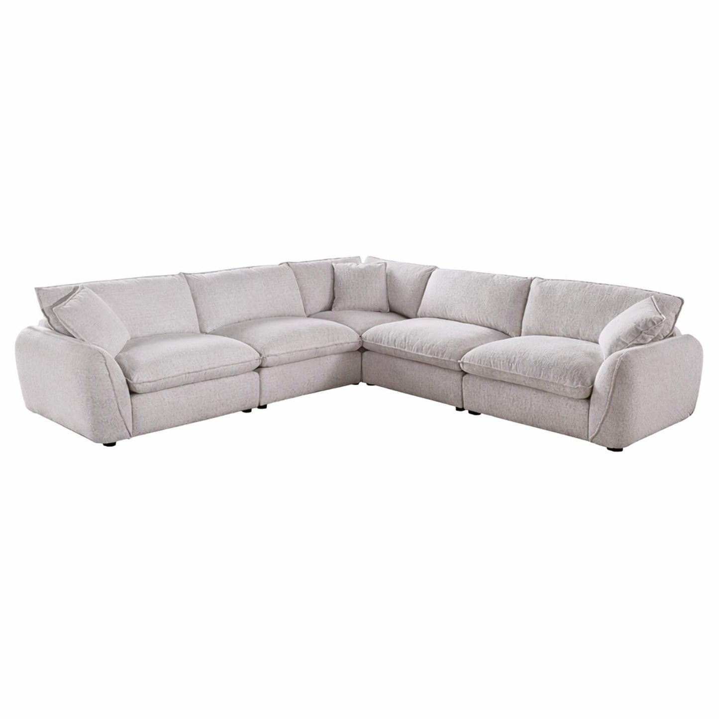 Berti Fabric Beige Grey L Shaped 5 Seater Corner Sofa