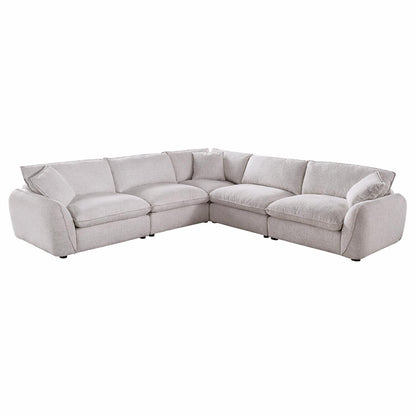 Berti Fabric Beige Grey L Shaped 5 Seater Corner Sofa