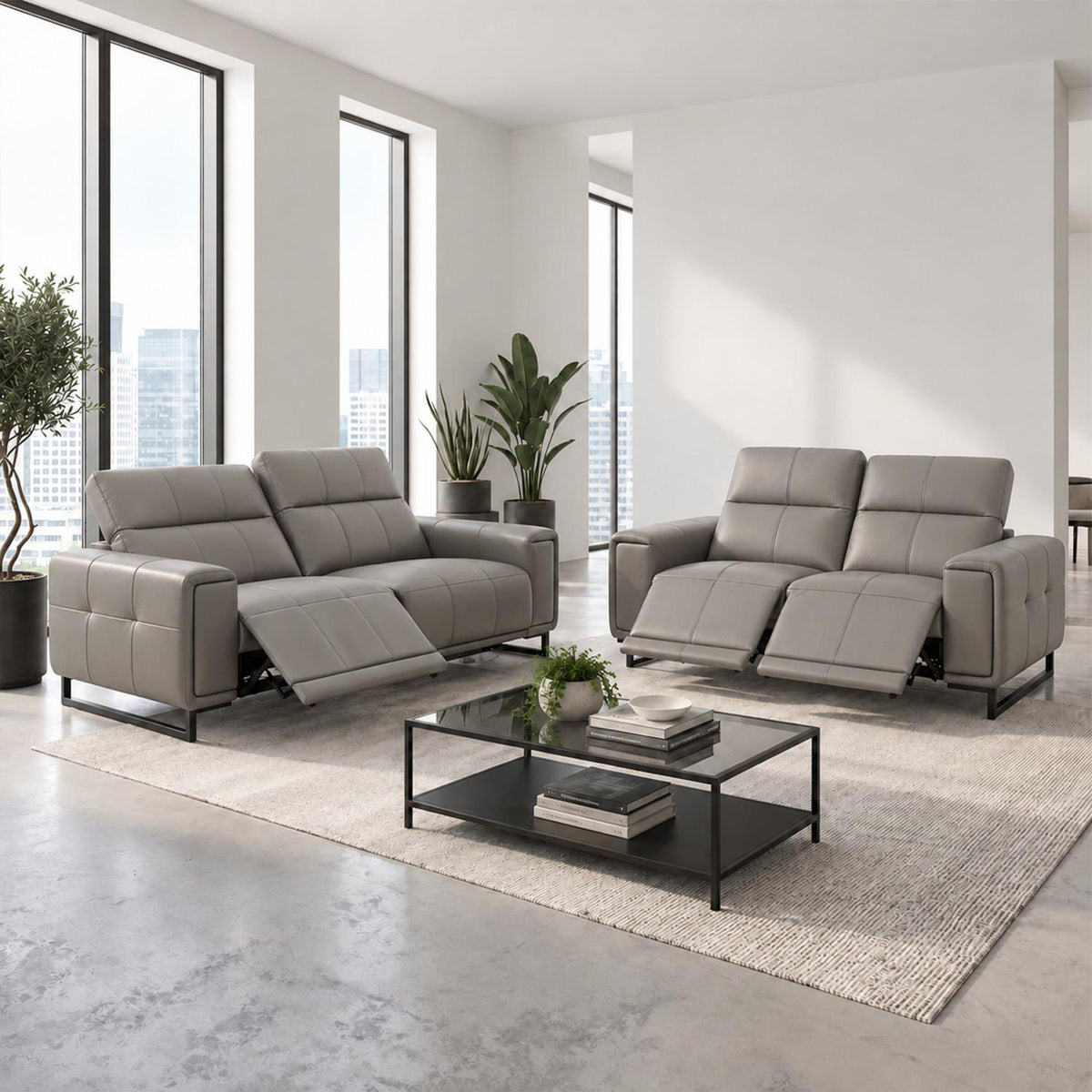 Rosebury 3 2 Electric Recliner Sofa Suite Leather Look Black or Grey