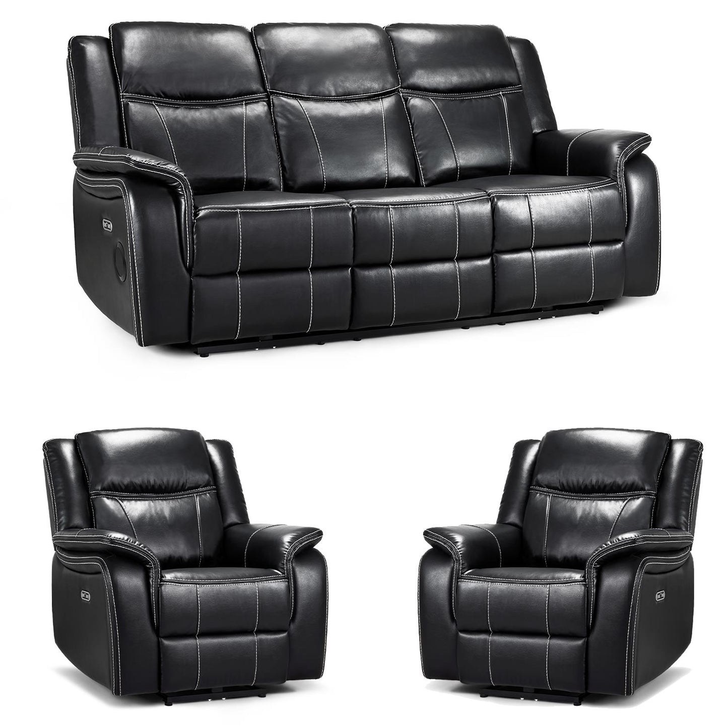Orlando Leather 3 Piece Electric Reclining Sofas 3 + 1 + 1