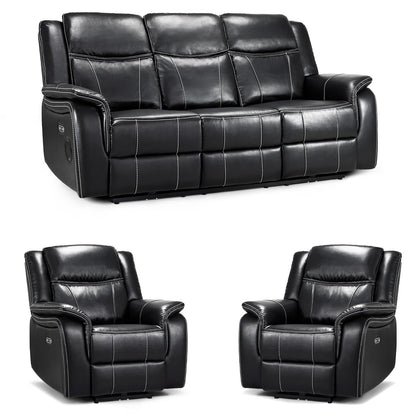 Orlando Leather 3 Piece Electric Reclining Sofas 3 + 1 + 1