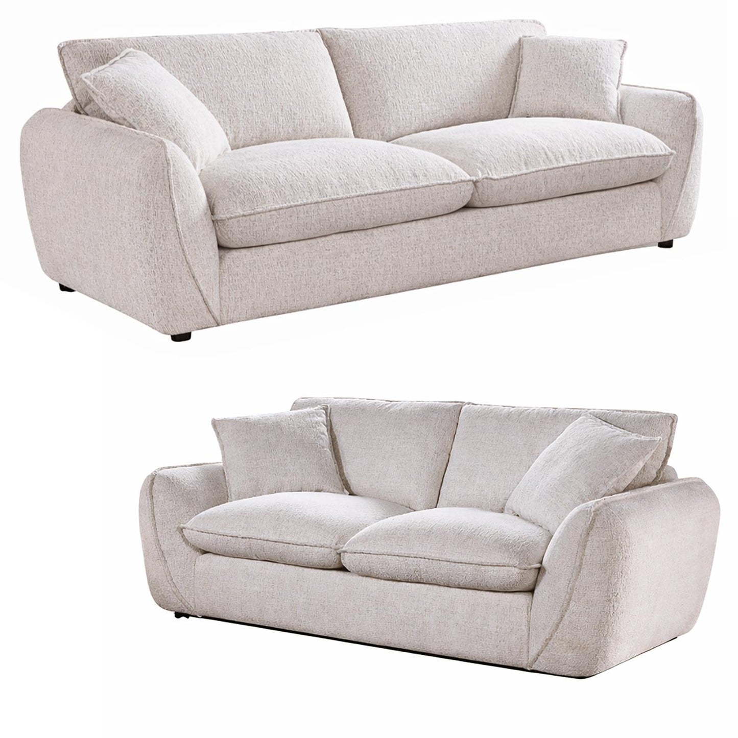 Berti Beige or Grey Fabric Sofa Suite