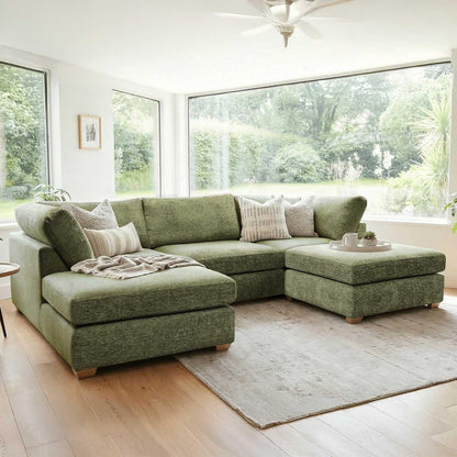 Kenzo U-Shaped 4-5 Seater Chenille Fabric Sofa