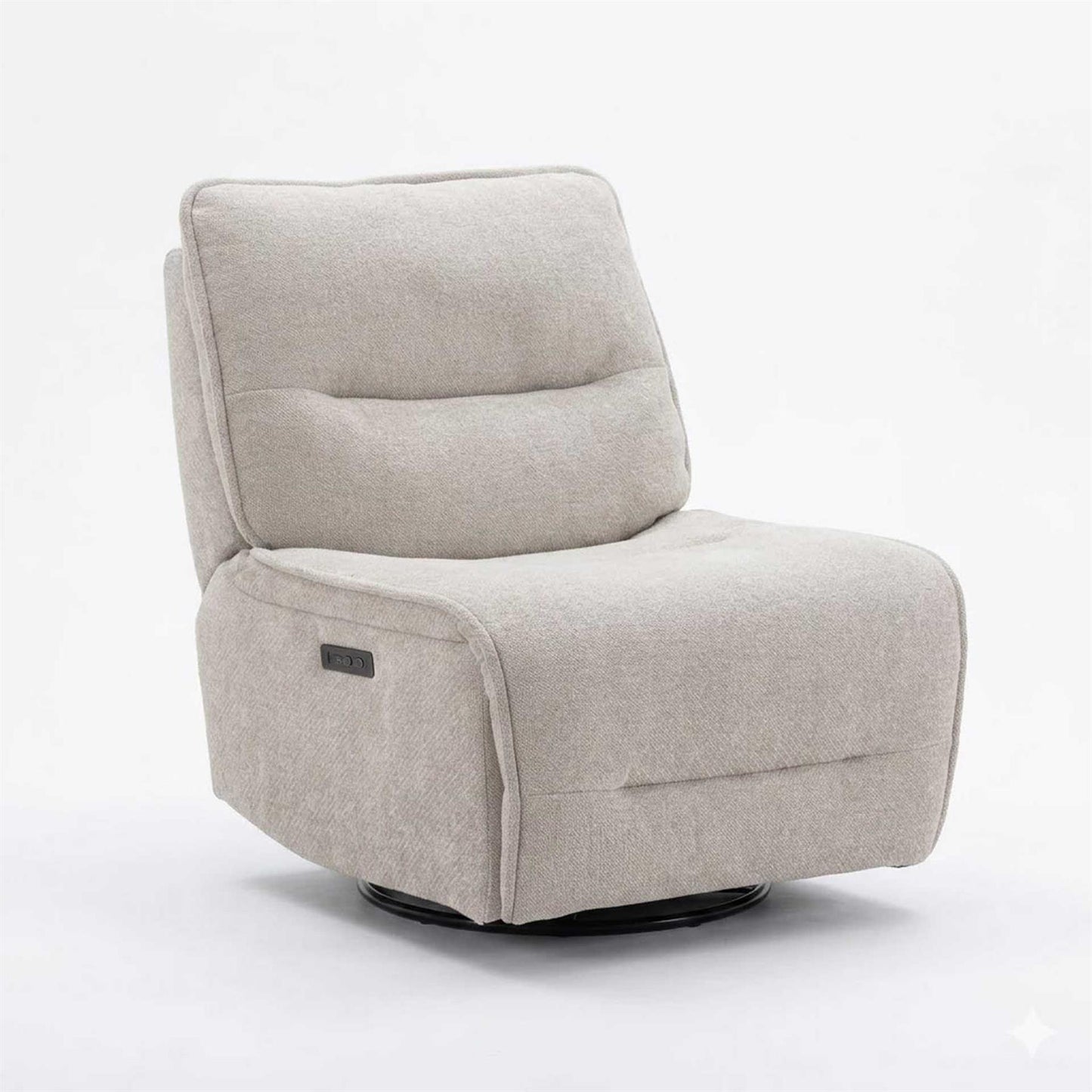 Teora Swivel Rocker Chair With Wireless Charging USB Ports Beige Fabric