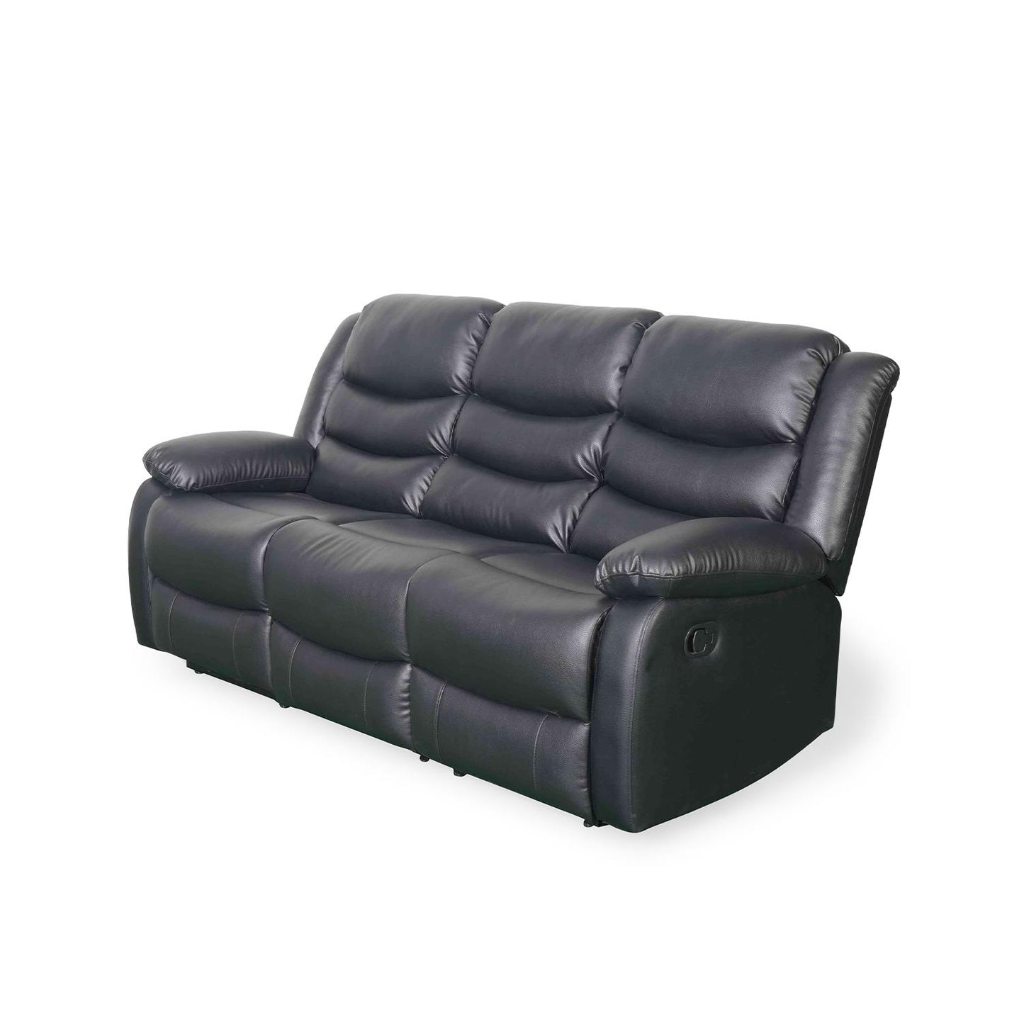 Cortland Leather Look 3 Seater Manual Reclining Sofa Black or Brown