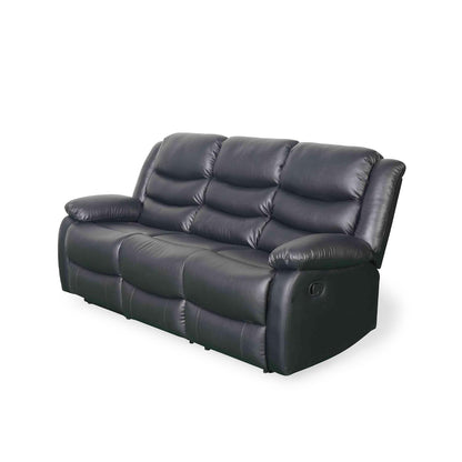 Cortland Leather Look 3 Seater Manual Reclining Sofa Black or Brown