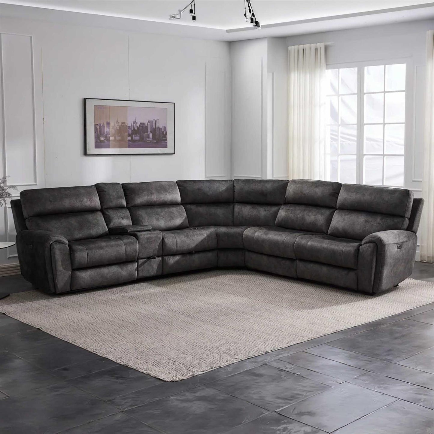 Valtos 2 Corner 2 Fabric Electric Reclining Corner sofa Grey or Brown