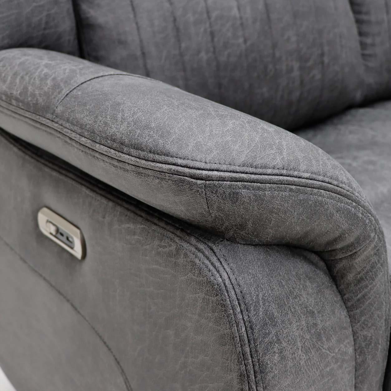 Lennox Grey Tech Fabric 3 + 2 Sofa Suite with Electric Recliner