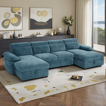 Blake U Shaped 5 Seater Fabric Corner Sofa Bed