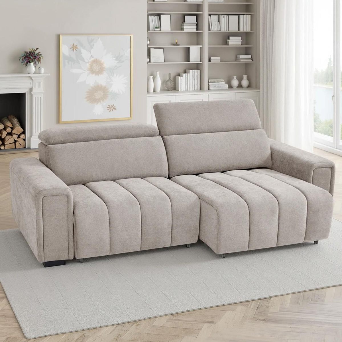 Millie 3 Seater Electric Sliding Sofa Adjustable Headrests 3 Colours