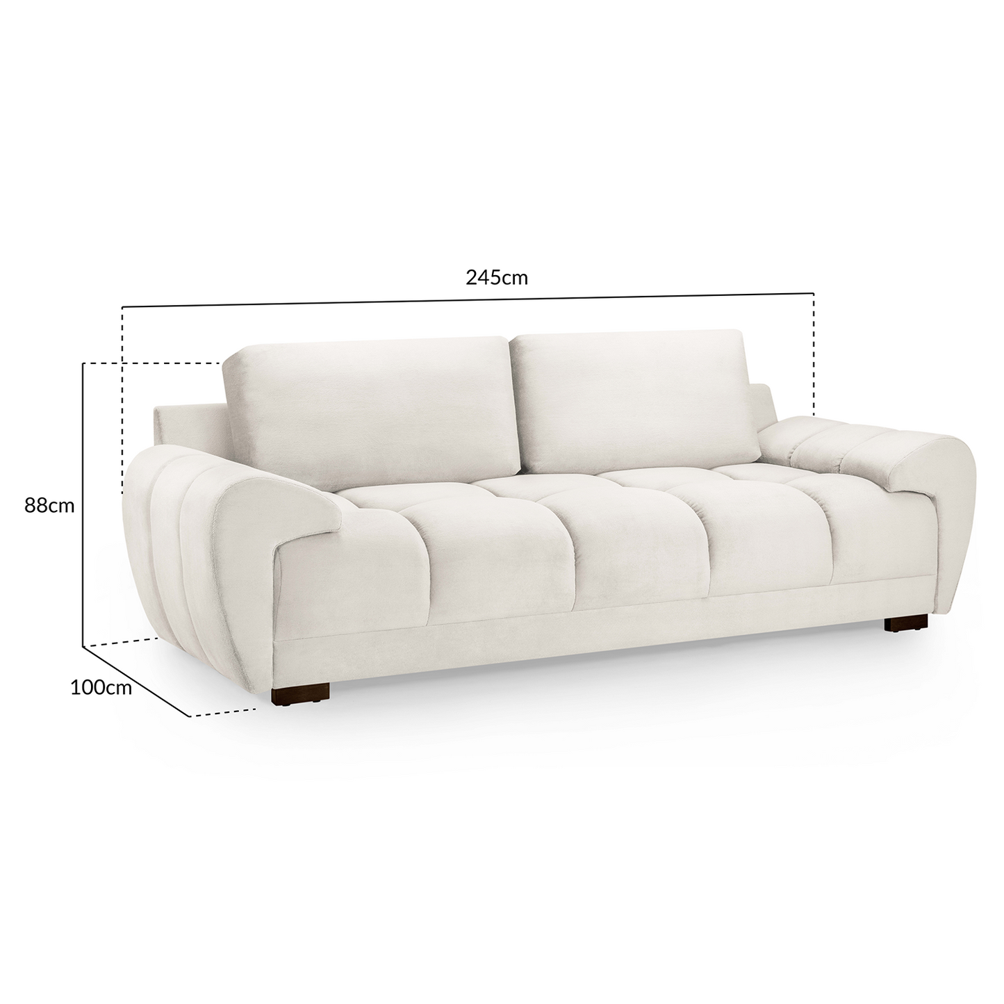 Zura Plush Velvet Large 3 Seater Sofa | Cream, Grey or Mocha