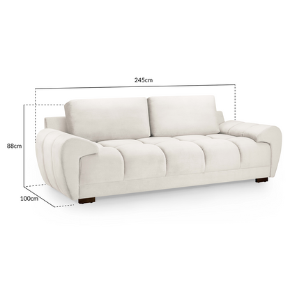 Zura Plush Velvet Large 3 Seater Sofa | Cream, Grey or Mocha