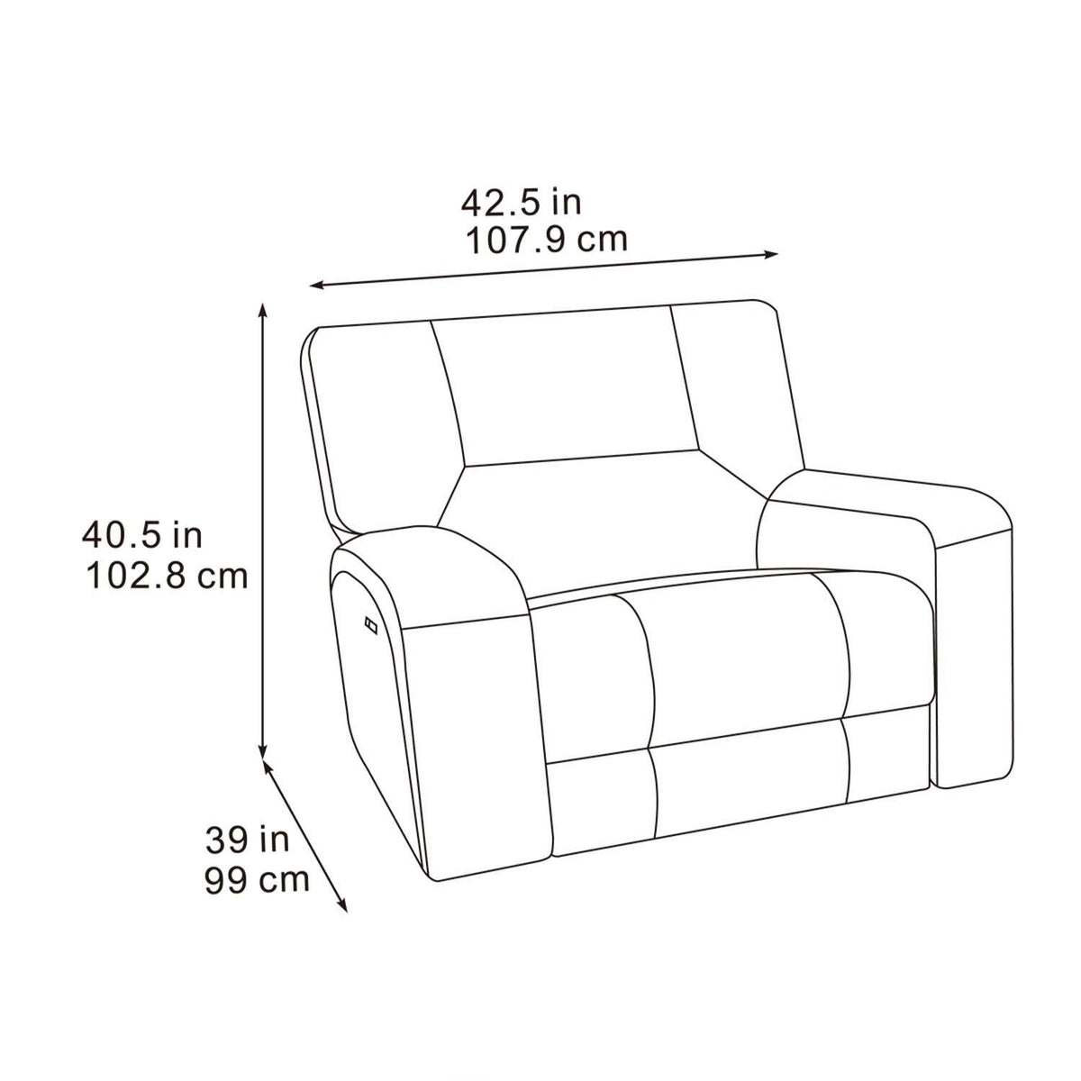 Caleb Power Electric Reclining Single Seater Armchair Aspen Latte