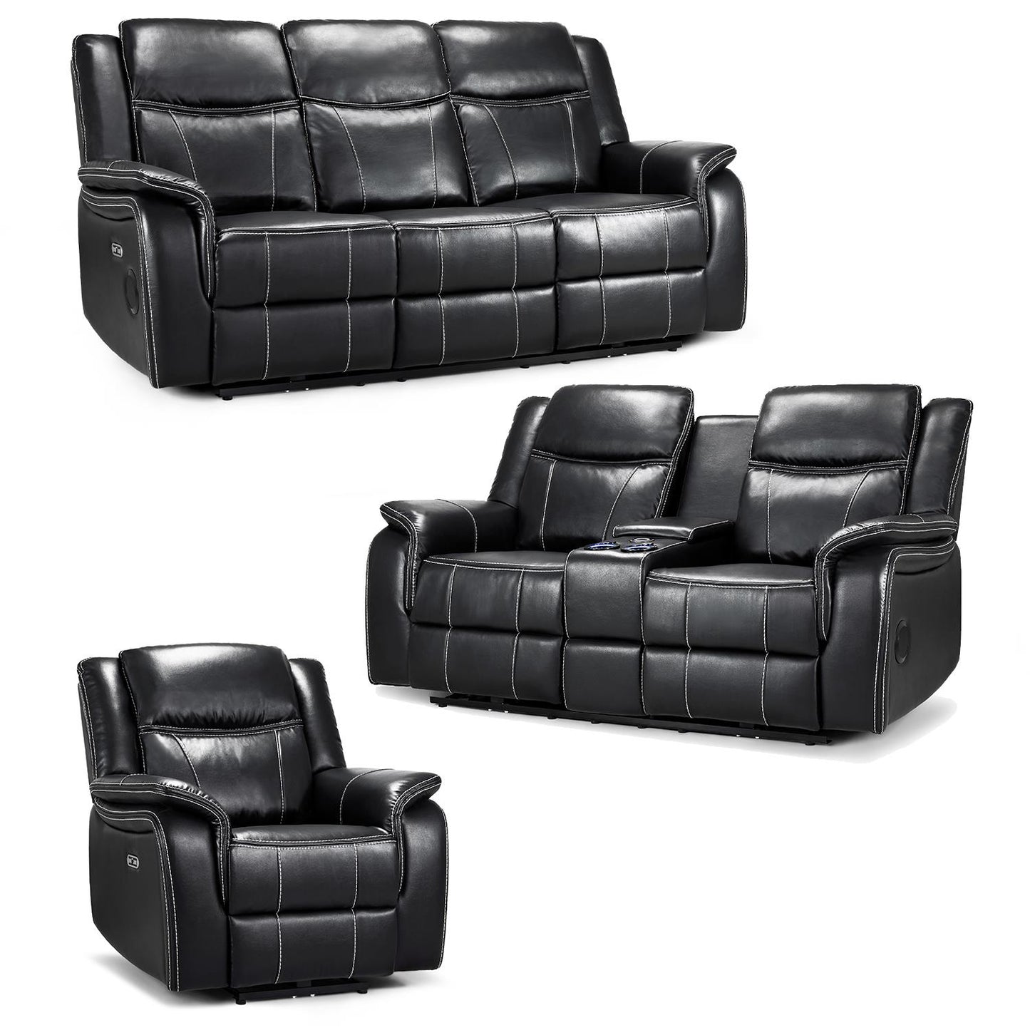 Orlando Leather 3 Piece Electric Reclining Sofas 3 + 2 + 1