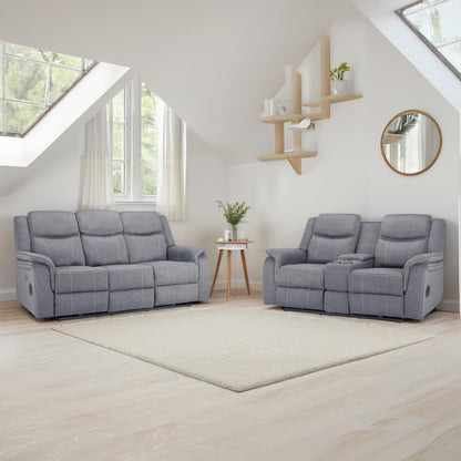 Orlando Grey Fabric 3 + 2 Electric Reclining Sofa Suite USB Charging