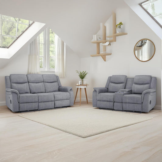 Orlando Grey Fabric 3 + 2 Electric Reclining Sofa Suite USB Charging