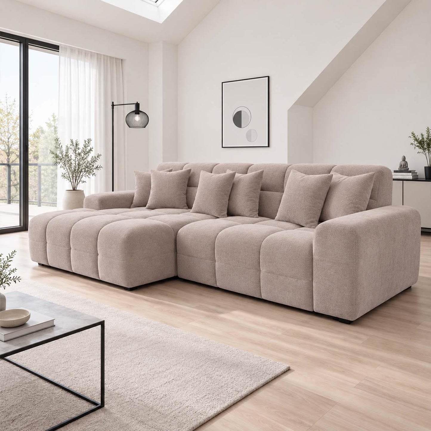 Jenson Plush Velvet Corner Sofa Left Right Hand Facing with Chaise