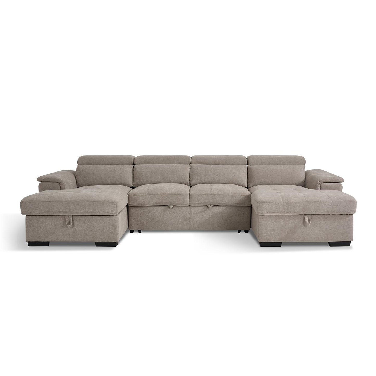 Large 4 5 Seater Fabric U Shaped Sofa Bed Tilting Headrest Storage
