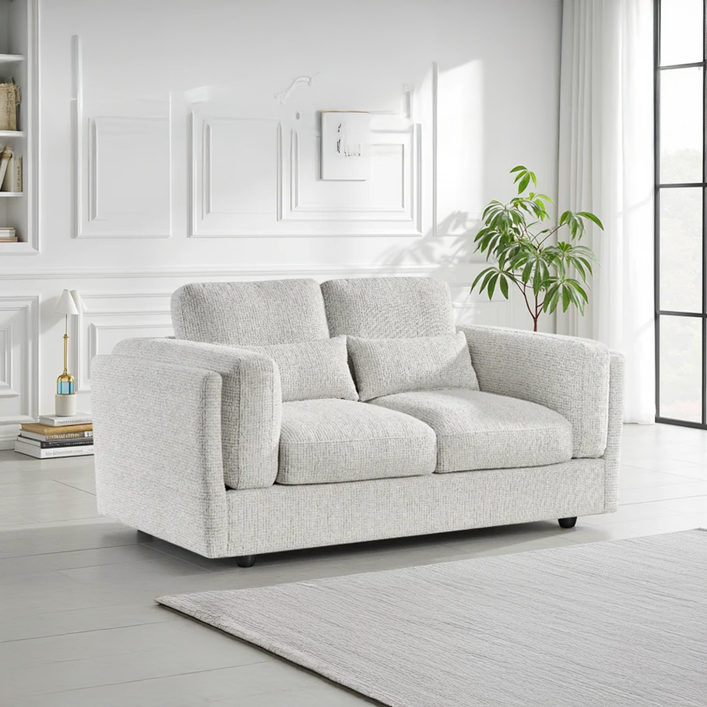 Bali Modern 2 Seater Chenille Sofa Beige or Grey