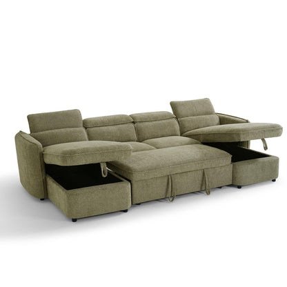 Ria Large 4 5 Seater Fabric U Shaped Sofa Bed Tilting Headrest Storage