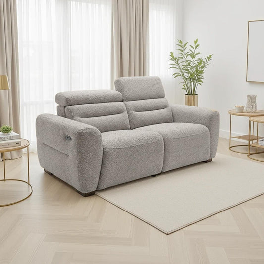 Thornton 2 Seater Electric Recliner Sofa Boucle USB Beige or Grey