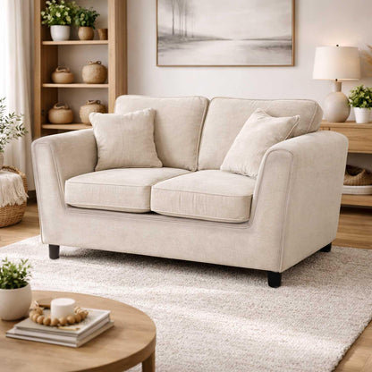 Ascot Large 2 Seater Sofa Chenille Fabric Beige or Charcoal