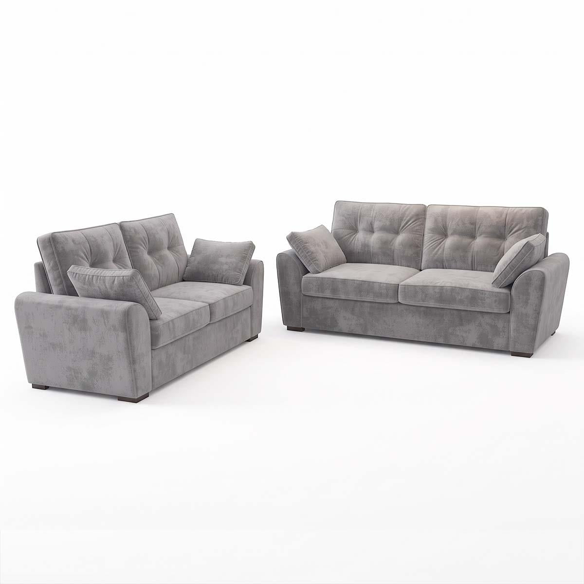 Montford Grey 3 + 2 + 1 Three Piece Sofa Suite High Back Fabric
