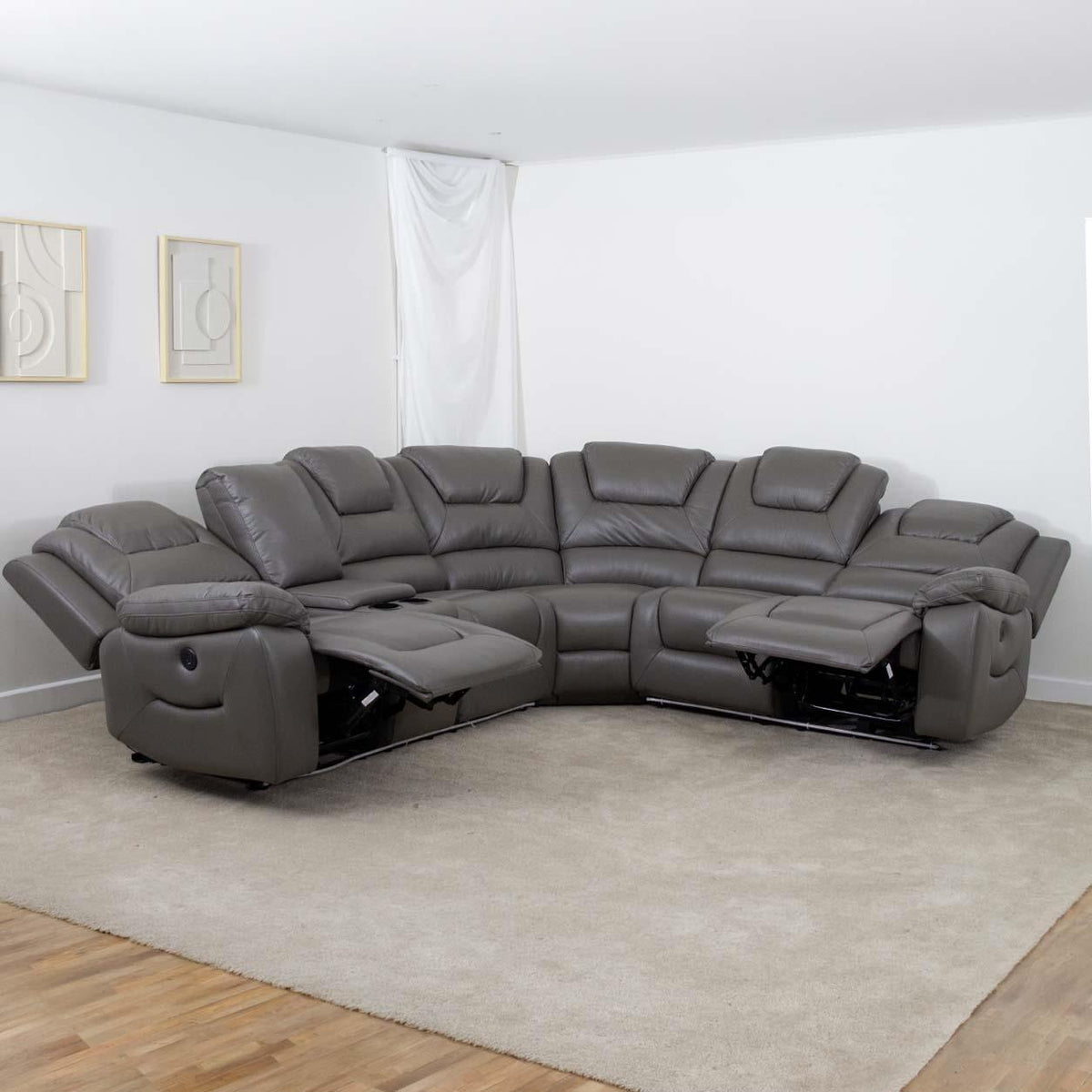 Oxbridge 5 Seater Electric Recliner Corner Sofa LED USB Black or Grey