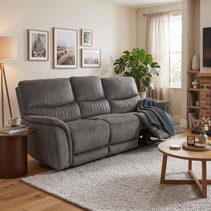 Hoxley Electric Reclining 3 Seater Sofa Settee  Charcoal USB Charging